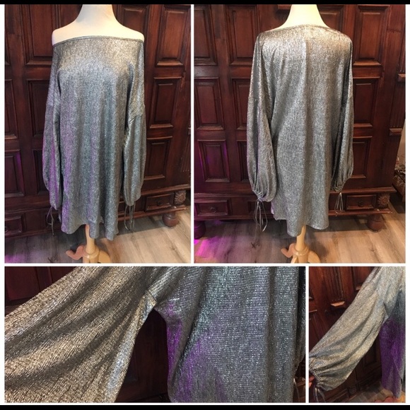 - Silver Metallic size Large Dress. - Picture 1 of 8